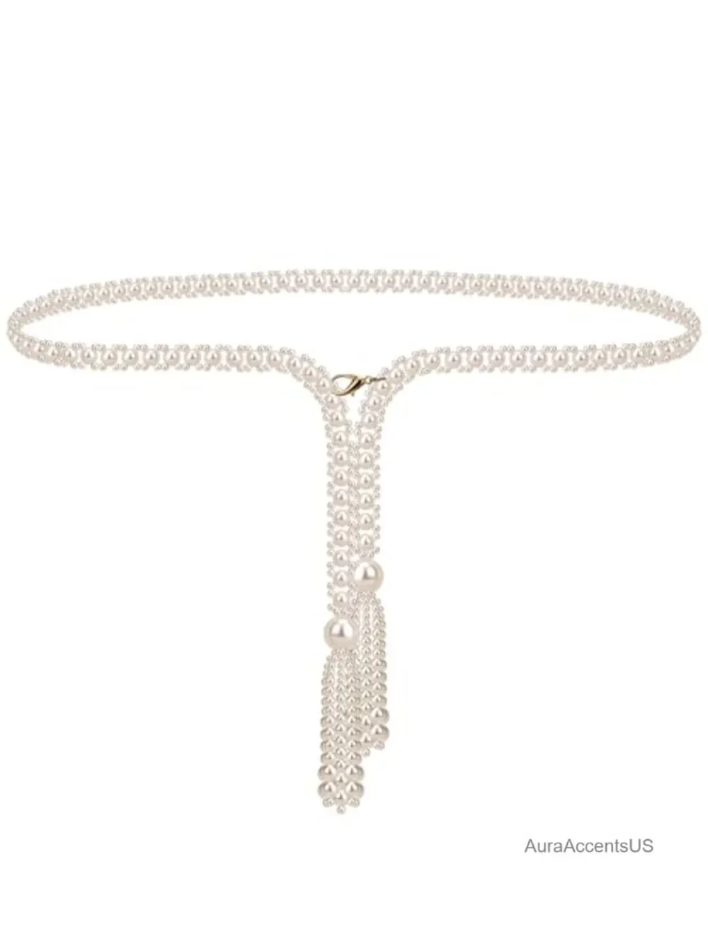 Synthetic Pearl Waist Chain Belt, Adjustable Chunky Body Jewelry for Dresses